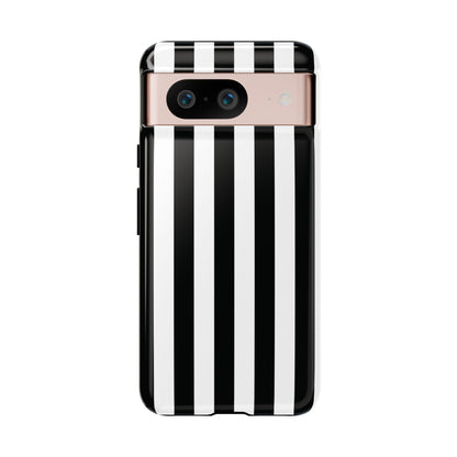 Google Pixel 8 / Glossy Phone Case - Simple Black & White Stripe Pattern Phone Case