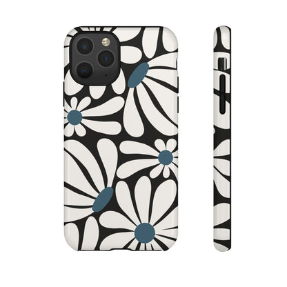 iPhone 11 Pro / Glossy Phone Case - Retro Black Daisy Pattern Phone Case