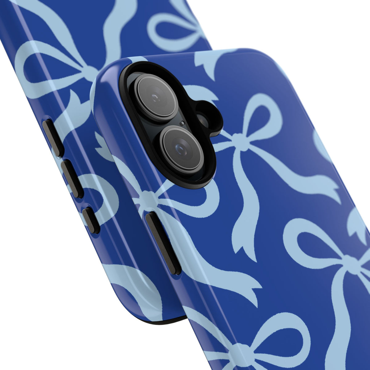 Bold Cobalt Blue and Powder Blue Bow Pattern Phone Case - Blue Phone Case