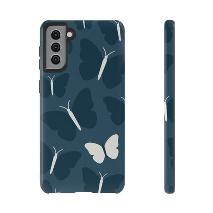Minimalist Dark Blue Butterfly Pattern Phone Case - Blue Phone Case - Samsung Galaxy S21 Plus / Glossy
