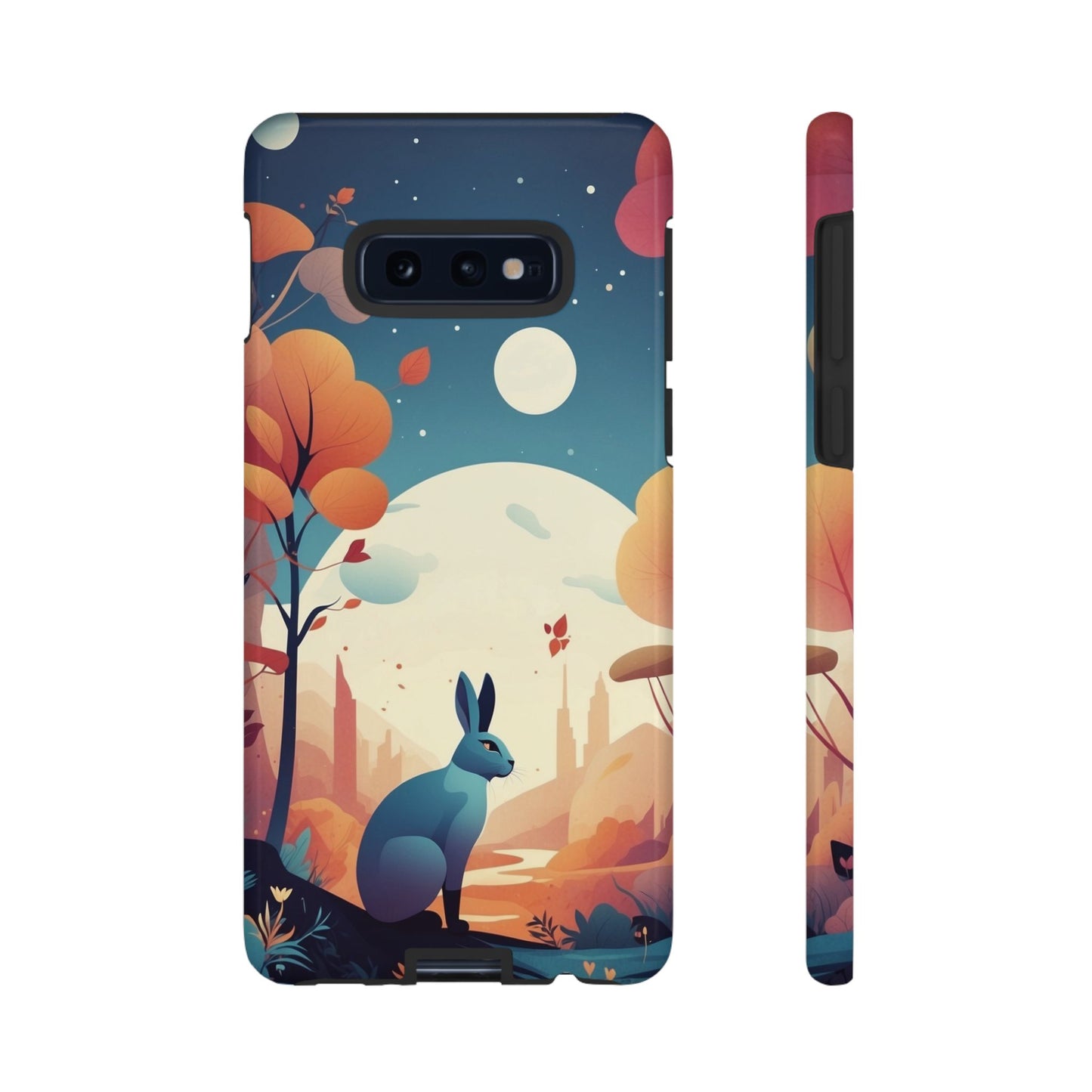 Samsung Galaxy S10E / Glossy Phone Case - Stylised Blue Hare Design Phone Case