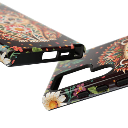 Vibrant Terracotta and Teal Calavera Hedgehog Phone Case - Multicolor Phone Case