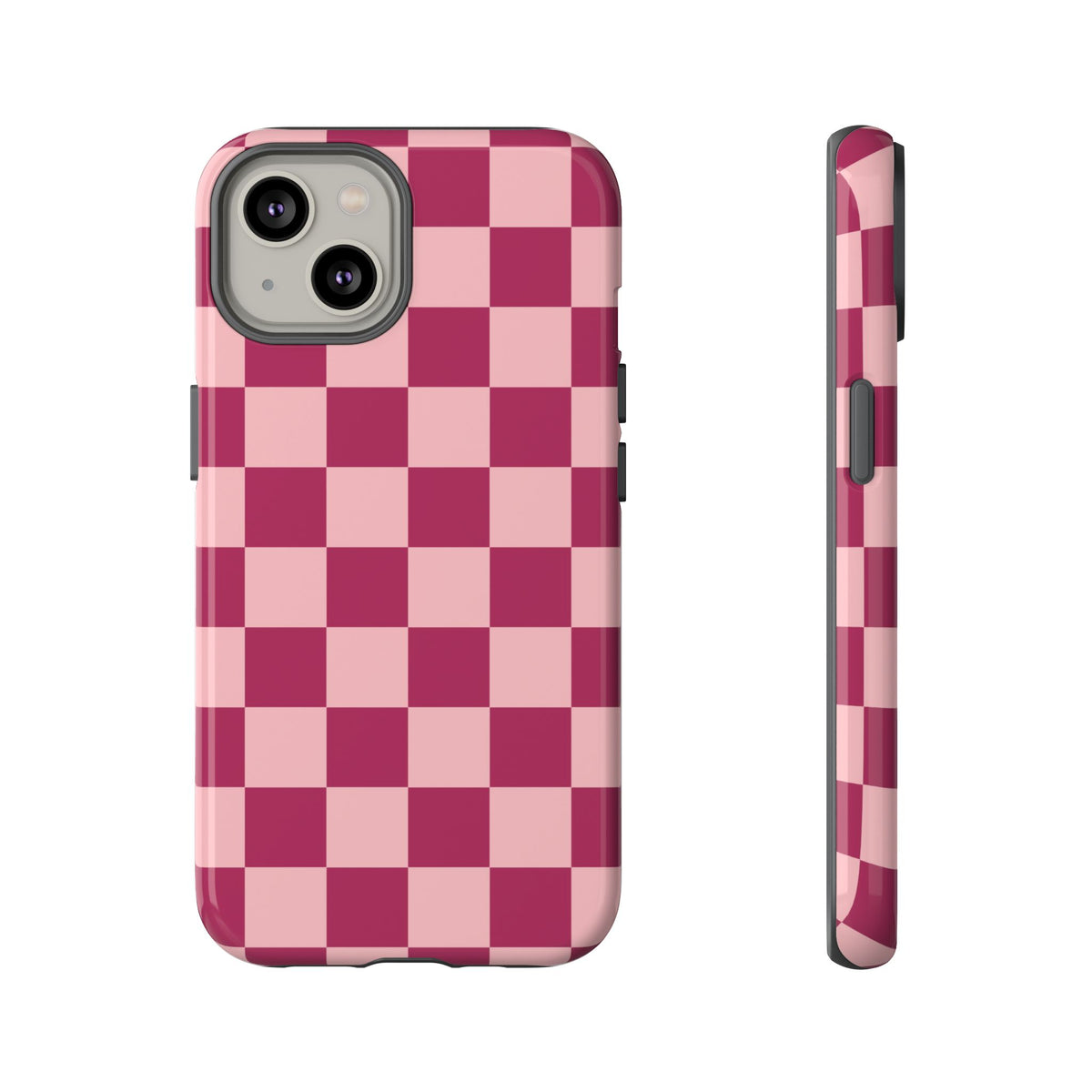 Pink Checked Pattern Phone Case - Pink Phone Case - iPhone 14 / Glossy