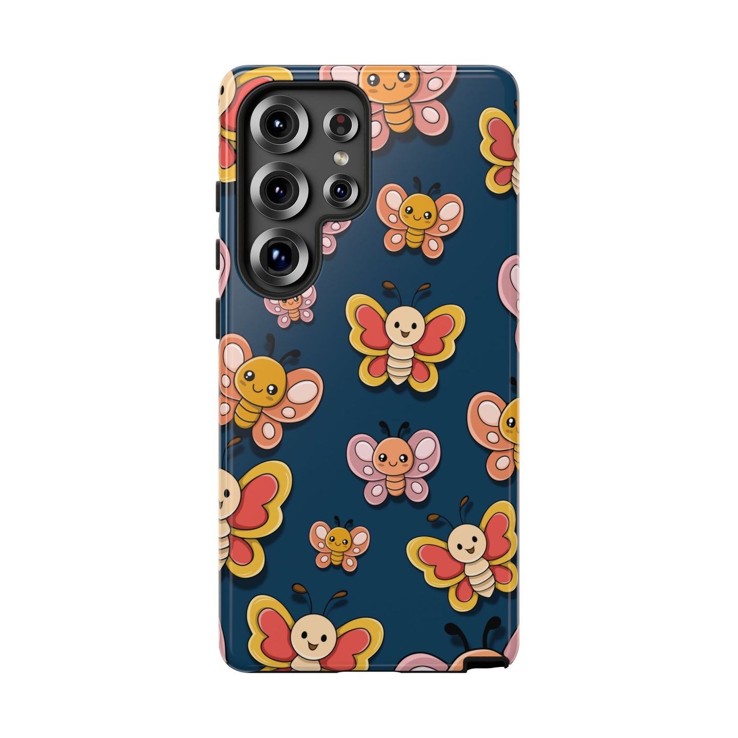 Dark Blue Butterfly Sticker Design Phone Case - Blue Phone Case - Samsung Galaxy S25 Ultra / Glossy
