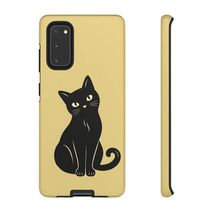 Minimalist Butter Yellow & Black Cat Phone Case