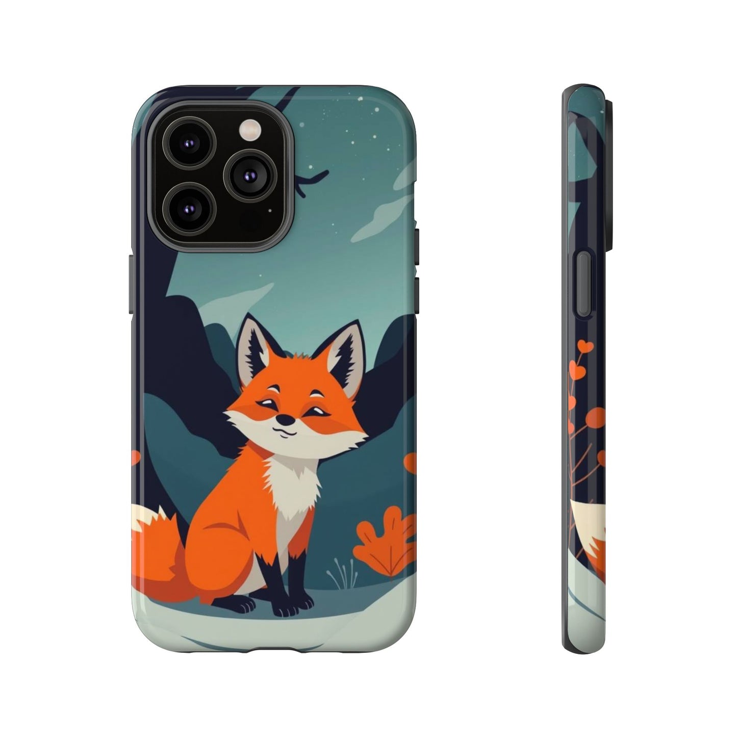 iPhone 14 Pro Max / Glossy Phone Case - Cute Fox Design Phone Case