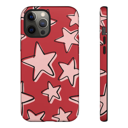 Cherry Red Doodle Star Phone Case