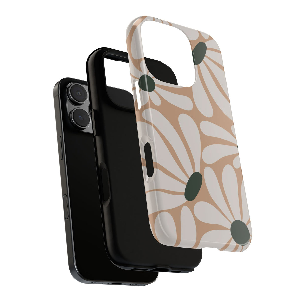 Retro Beige & White Daisy Pattern Phone Case - Beige Phone Case