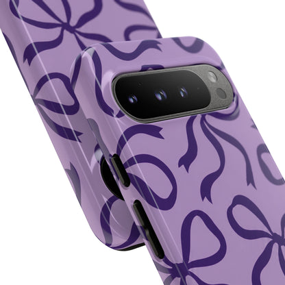 Bold Lilac and Deep Purple Bow Pattern Phone Case