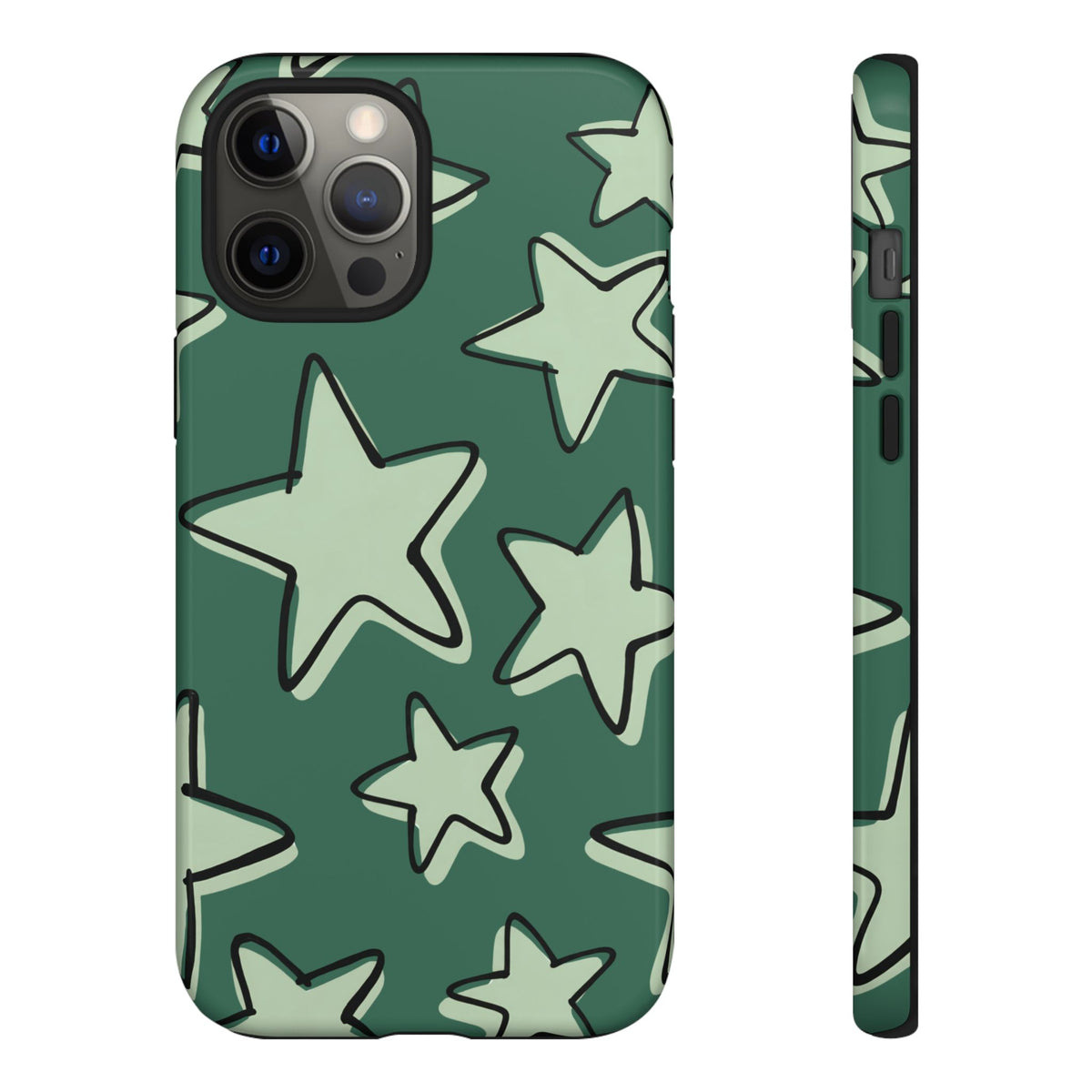 Forest Green Doodle Star Phone Case