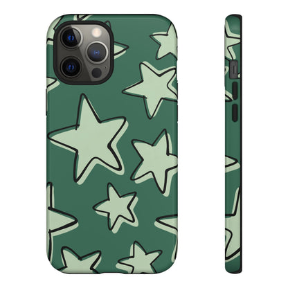 Forest Green Doodle Star Phone Case