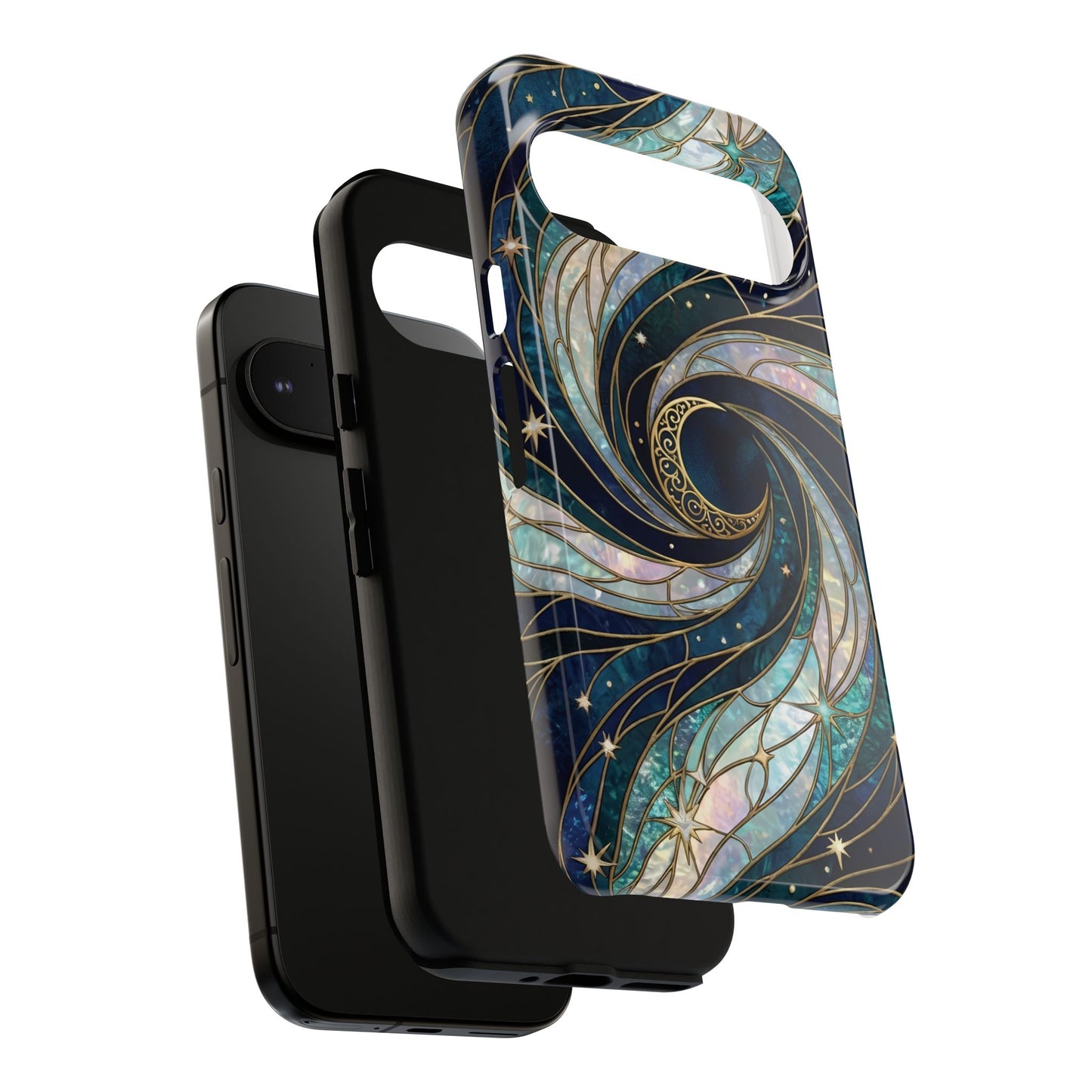 Elegant Navy & Teal Celestial Swirl Phone Case