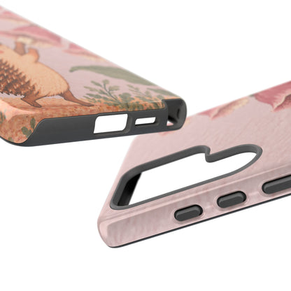 Whimsical Blush Pink Hedgehog and Foxglove Phone Case - Pink Phone Case