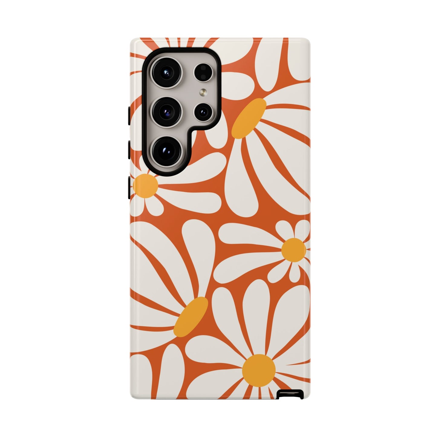 Retro Orange Daisy Pattern Phone Case - Orange Phone Case - Samsung Galaxy S24 Ultra / Glossy
