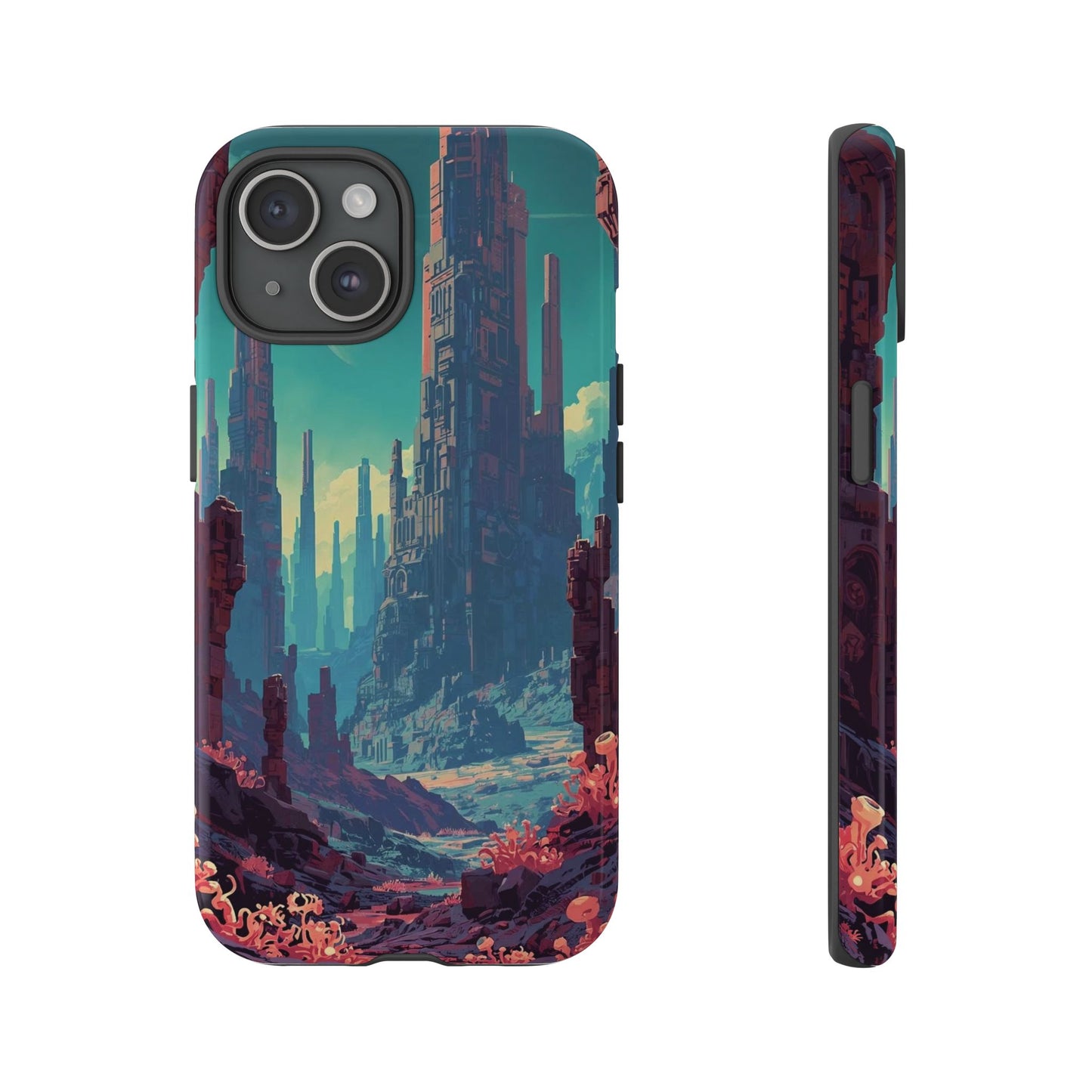Alien Monolith Valley Sci-fi Phone Case - Pink Phone Case - iPhone 15 / Glossy