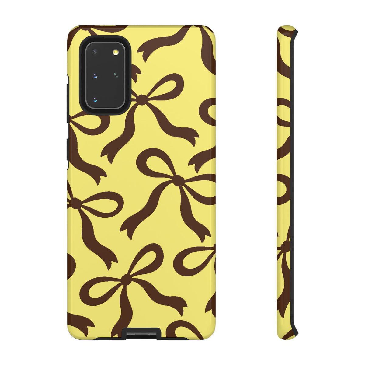Bold Butter Yellow and Chocolate Brown Bow Pattern Phone Case - Yellow Phone Case - Samsung Galaxy S20+ / Glossy