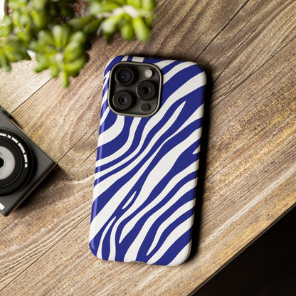Modern Electric Blue Zebra Print Phone Case
