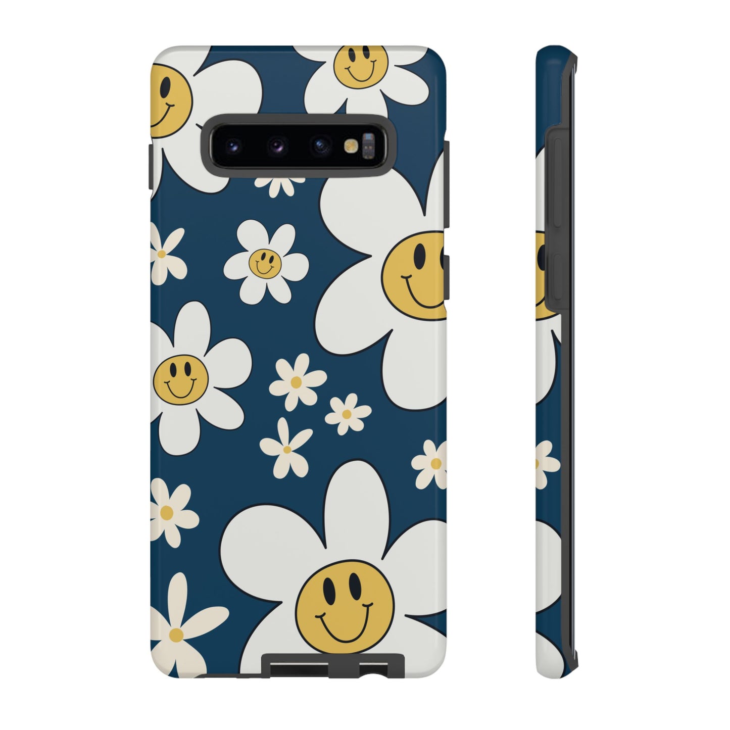 Fun Retro Daisy Pattern with Blue Background Phone Case - Blue Phone Case