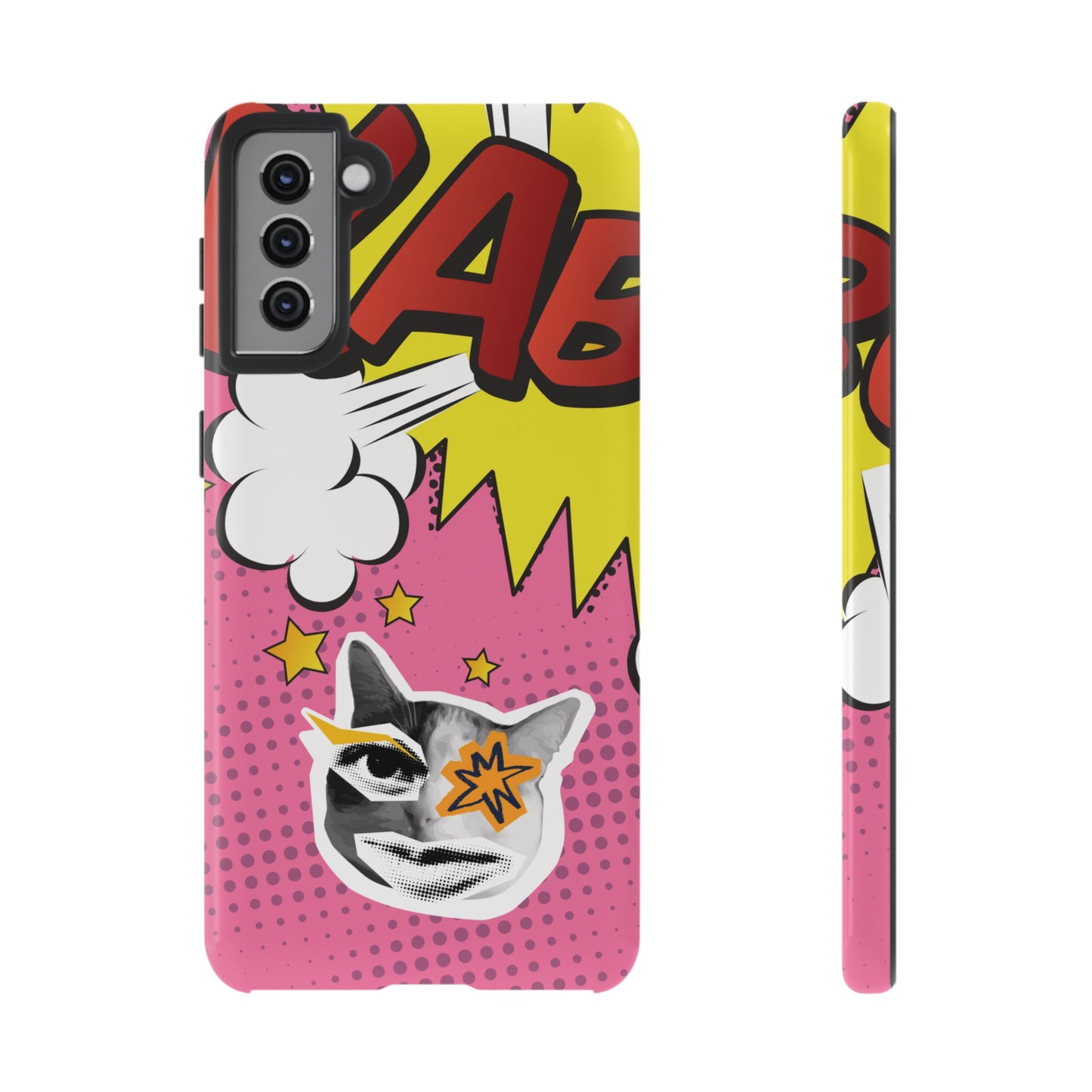 Bold Pink Pop Art Cat Phone Case - Pink Phone Case - Samsung Galaxy S21 Plus / Glossy