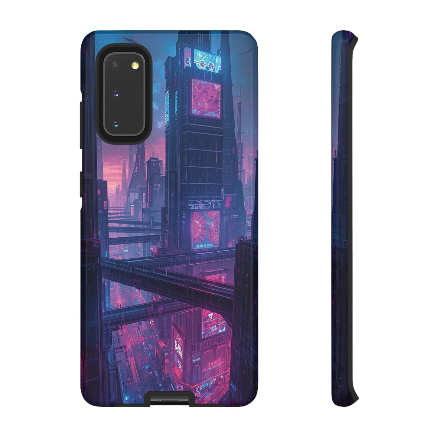 Neon Cyberpunk Megacity Sci-fi Phone Case - Blue Phone Case - Samsung Galaxy S20 / Glossy
