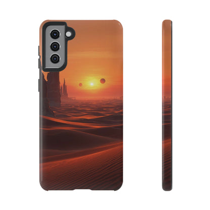 Twin Suns Desert World Sci-fi Phone Case - Orange Phone Case - Samsung Galaxy S21 Plus / Glossy