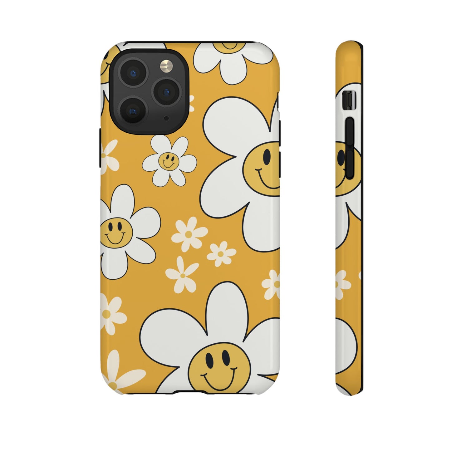Fun Retro Daisy Pattern with Yellow Background Phone Case - Yellow Phone Case - iPhone 11 Pro / Glossy
