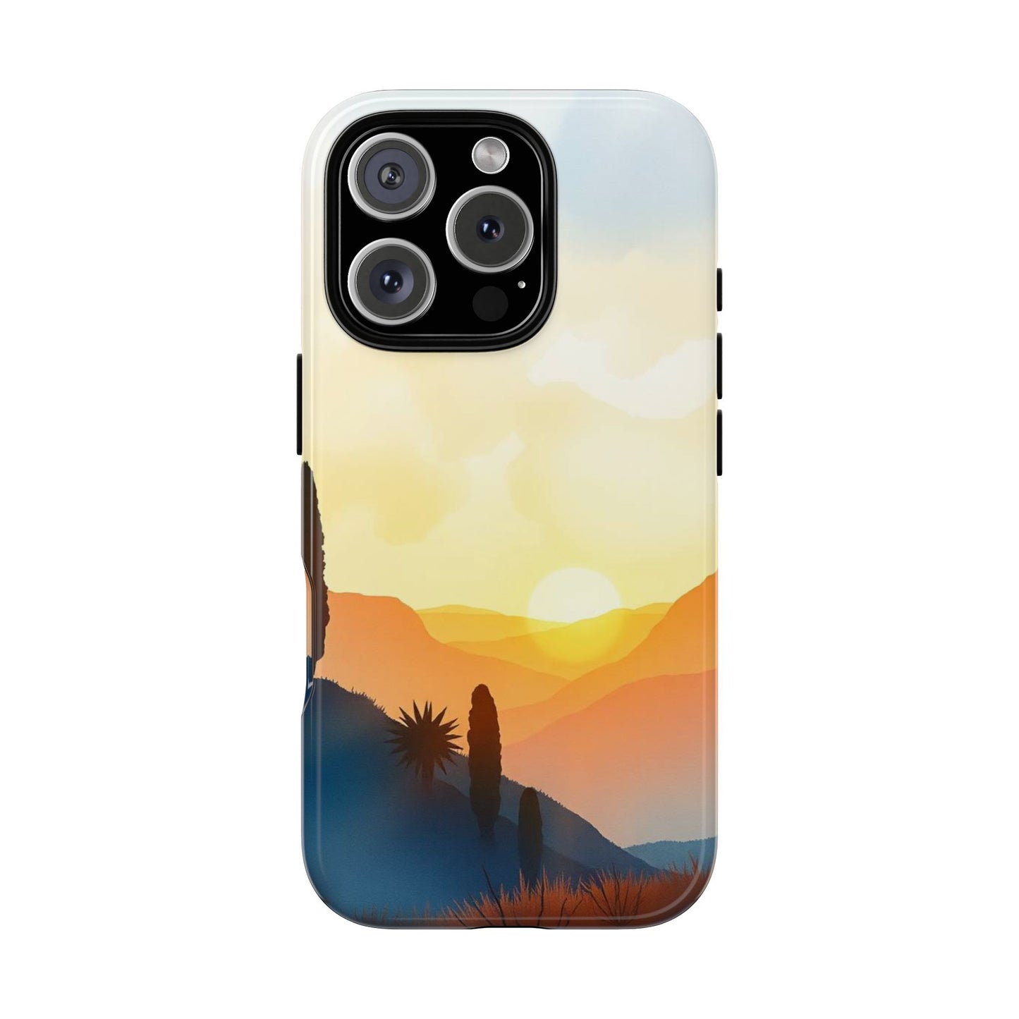 iPhone 16 Pro / Glossy Phone Case - Watercolour Sunset Design Phone Case