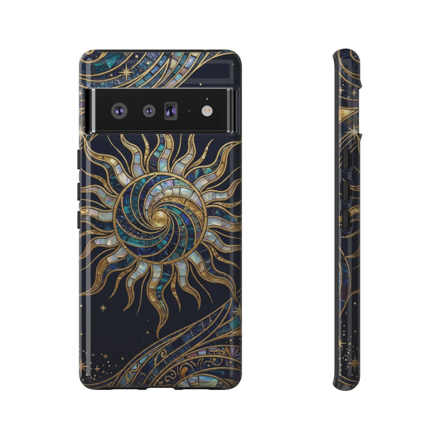Elegant Navy & Gold Solar Spiral Phone Case