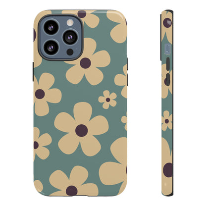 Cute Blue & Cream Daisy Pattern Phone Case - Blue Phone Case - iPhone 13 Pro Max / Glossy