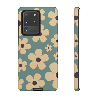 Samsung Galaxy S20 Ultra / Glossy Phone Case - Cute Blue & Cream Daisy Pattern Phone Case