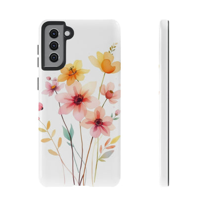 Samsung Galaxy S21 Plus / Glossy Phone Case - Boho Chic Watercolour Blooms Design Phone Case