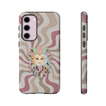 Sun & Moon Jester Mask – Pink Retro Wave Phone Case - Pink Phone Case - Samsung Galaxy S23 Plus / Glossy