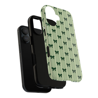 Retro Forest Green Bow Pattern Phone Case