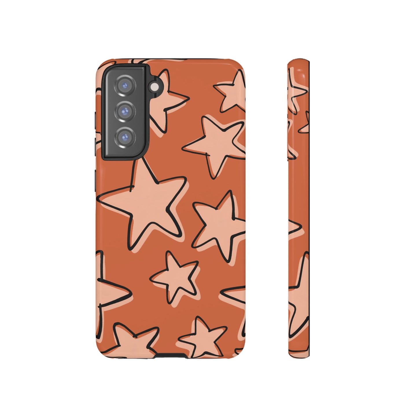Burnt Orange Doodle Star Phone Case