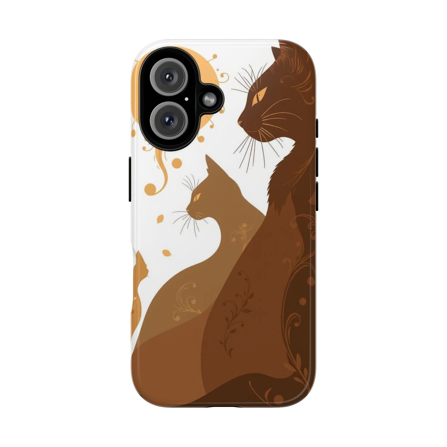 iPhone 16 / Glossy Phone Case - Abstract Cat Pattern Design Phone Case