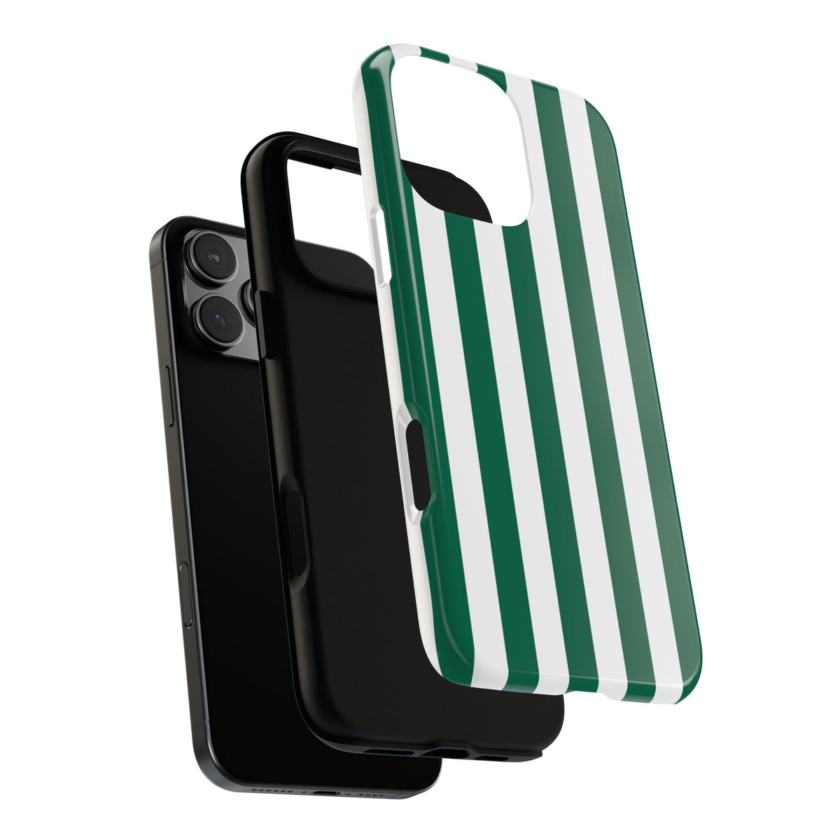 Simple Green & White Stripe Pattern Phone Case - Green Phone Case