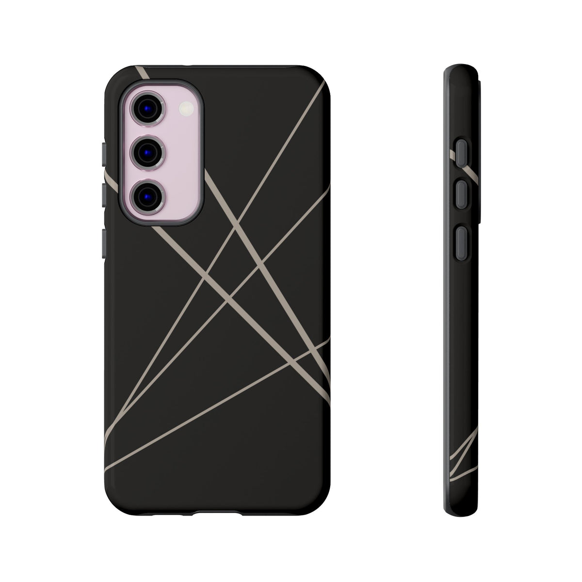 Abstract Black with Grey Lines Phone Case - Black Phone Case - Samsung Galaxy S23 Plus / Glossy