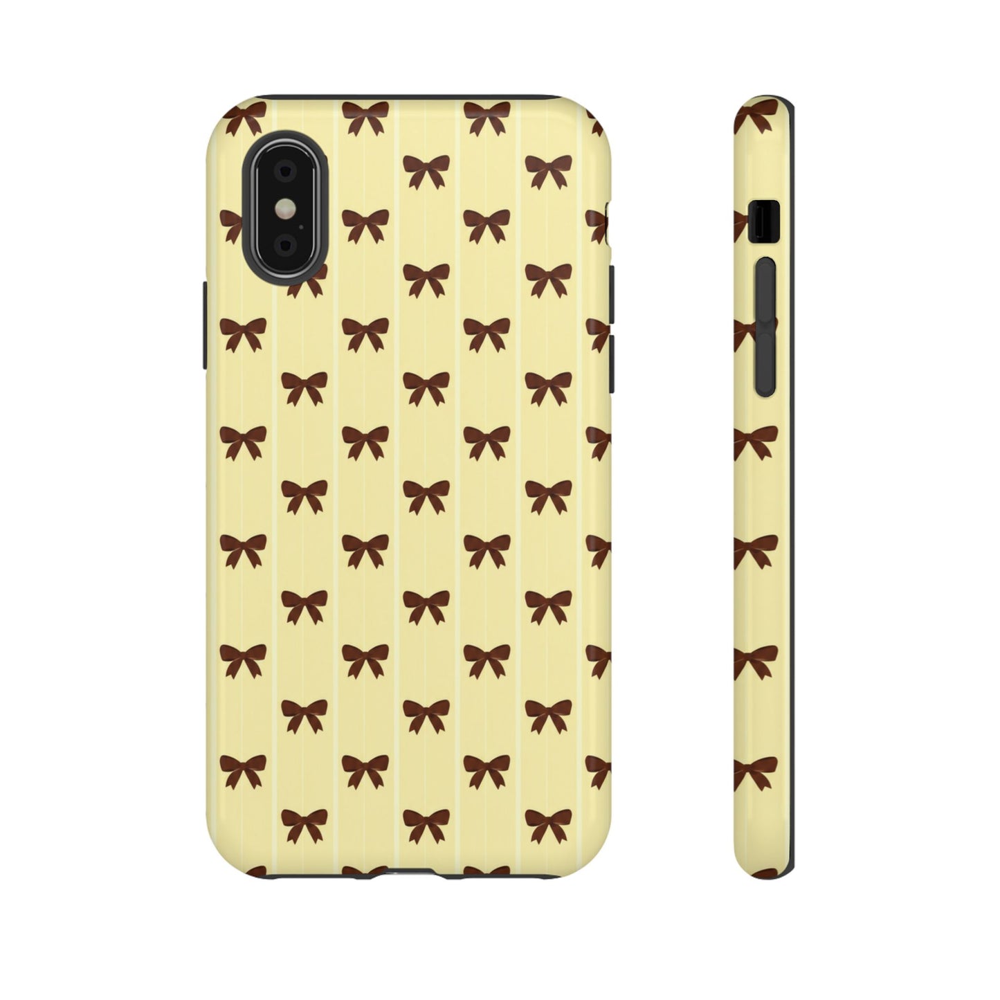 Retro Chocolate Brown Bow Pattern Phone Case