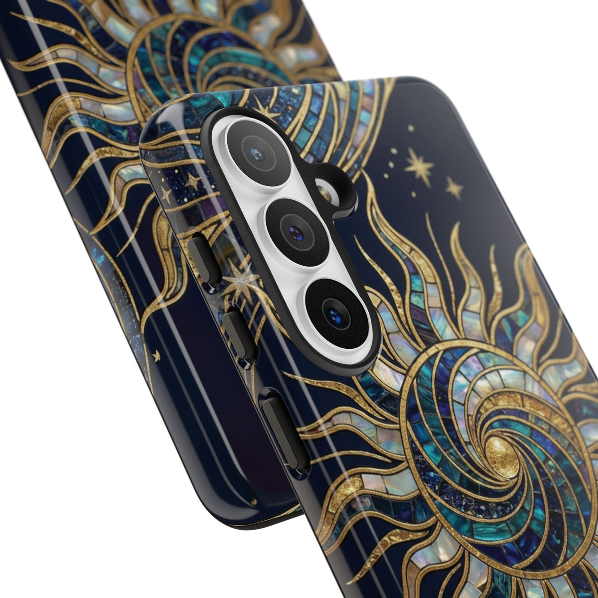 Elegant Navy & Gold Solar Spiral Phone Case