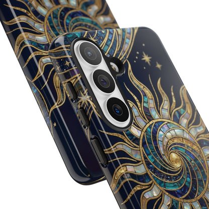 Elegant Navy & Gold Solar Spiral Phone Case