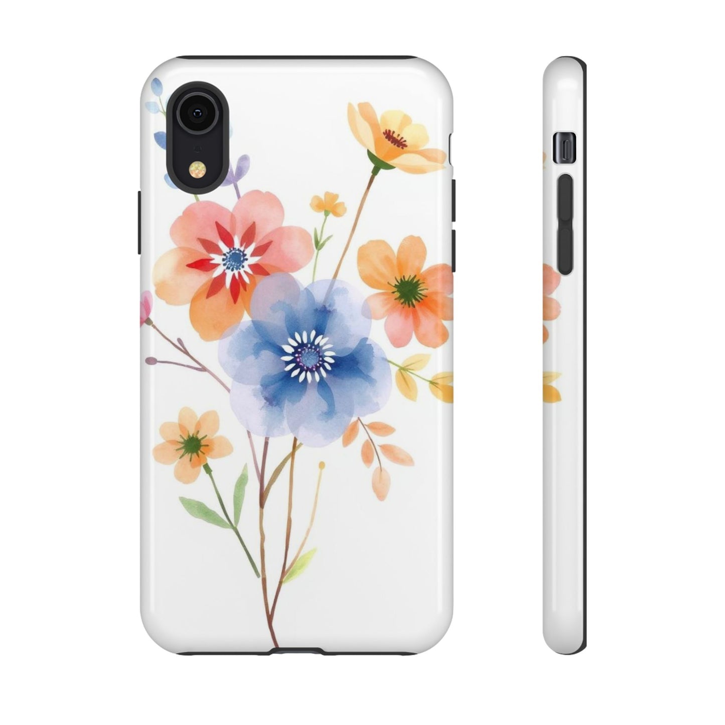 iPhone XR / Glossy Phone Case - Boho Chic Watercolour Bouquet Pattern Phone Case