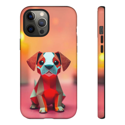 iPhone 12 Pro Max / Glossy Phone Case - Origami Dog Design Phone Case
