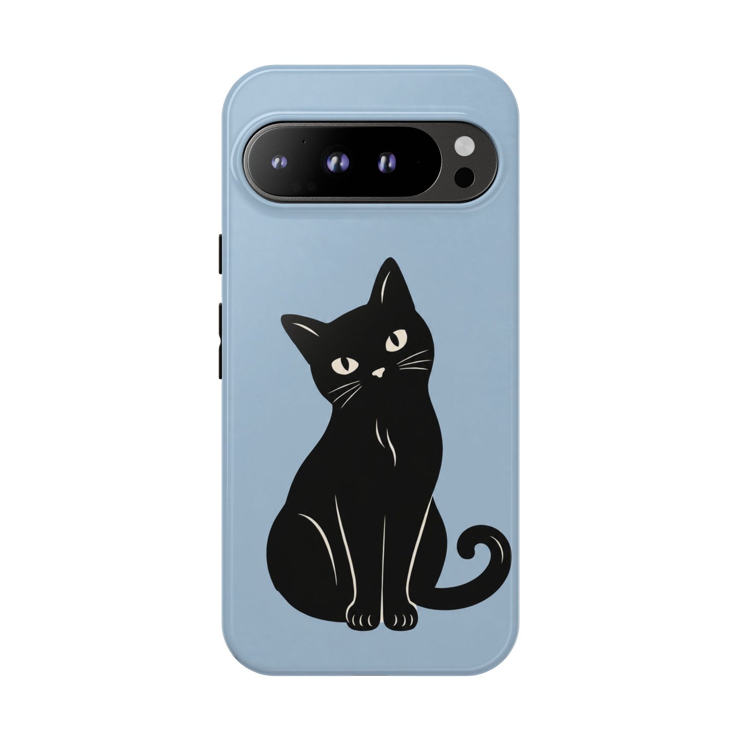 Minimalist Powder Blue & Black Cat Phone Case