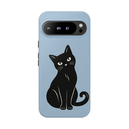 Minimalist Powder Blue & Black Cat Phone Case