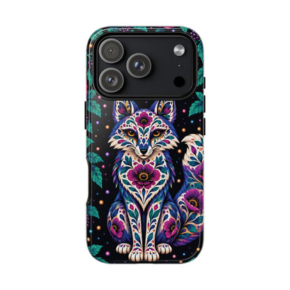 Vibrant Purple and Teal Calavera Fox Phone Case - Multicolor Phone Case - iPhone 18 Pro / Glossy