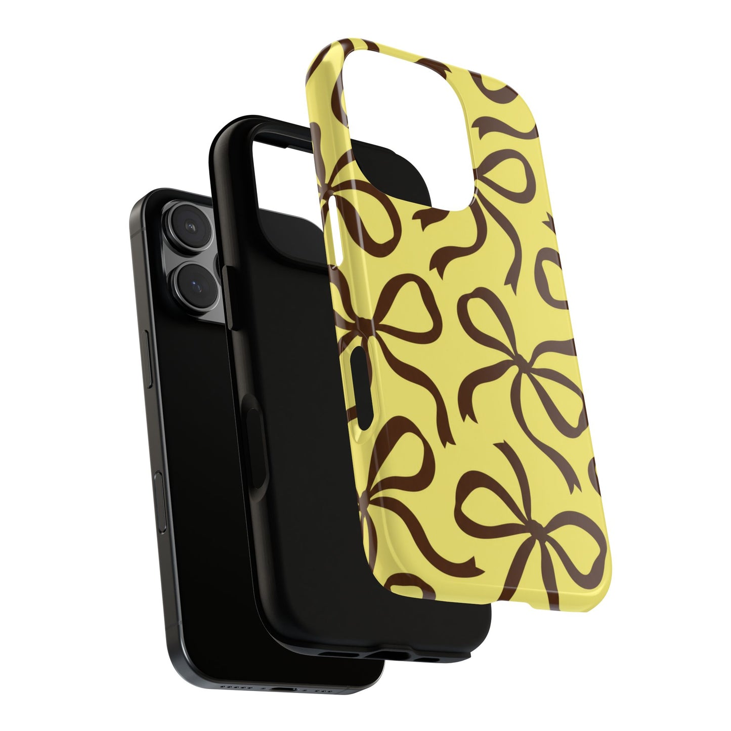 Bold Butter Yellow and Chocolate Brown Bow Pattern Phone Case