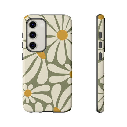 Samsung Galaxy S23 / Glossy Phone Case - ’Retro Green Daisy Pattern #1’ Phone Case