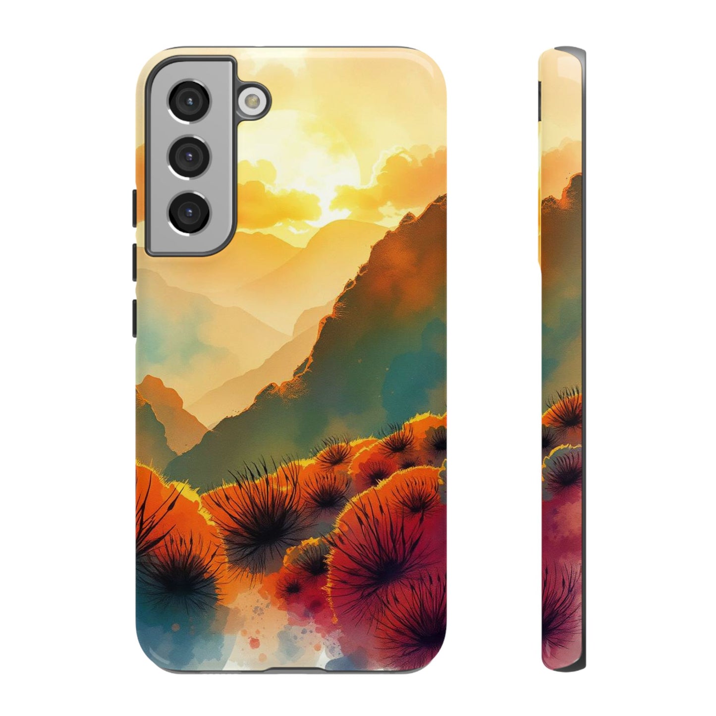 Samsung Galaxy S22 Plus / Glossy Phone Case - Ideallic Watercolour Sunset Design Phone Case