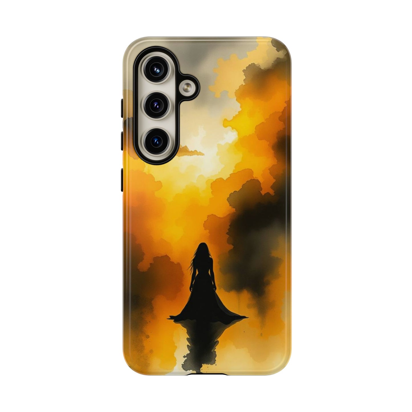 Samsung Galaxy S24 / Glossy Phone Case - Watercolour Gothic Woman in Black Phone Case