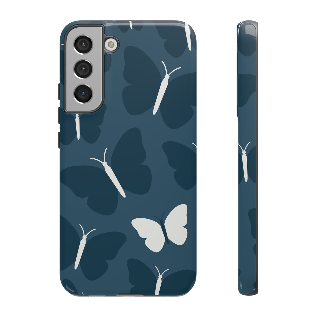 Minimalist Dark Blue Butterfly Pattern Phone Case - Blue Phone Case - Samsung Galaxy S22 Plus / Glossy